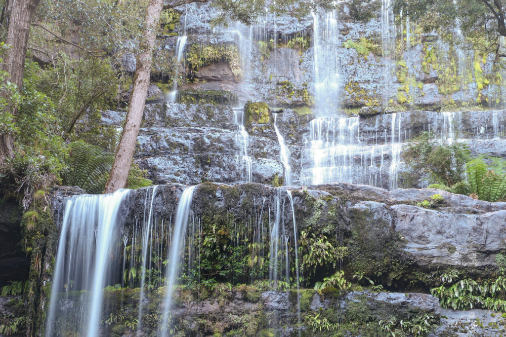 waterfall at russells fall at mount field national park tasmania